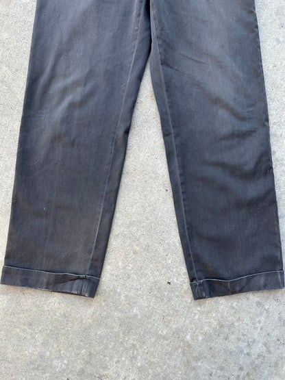 40’s Buckle Back Faded Black Cotton Cuffed Trousers (30x31)