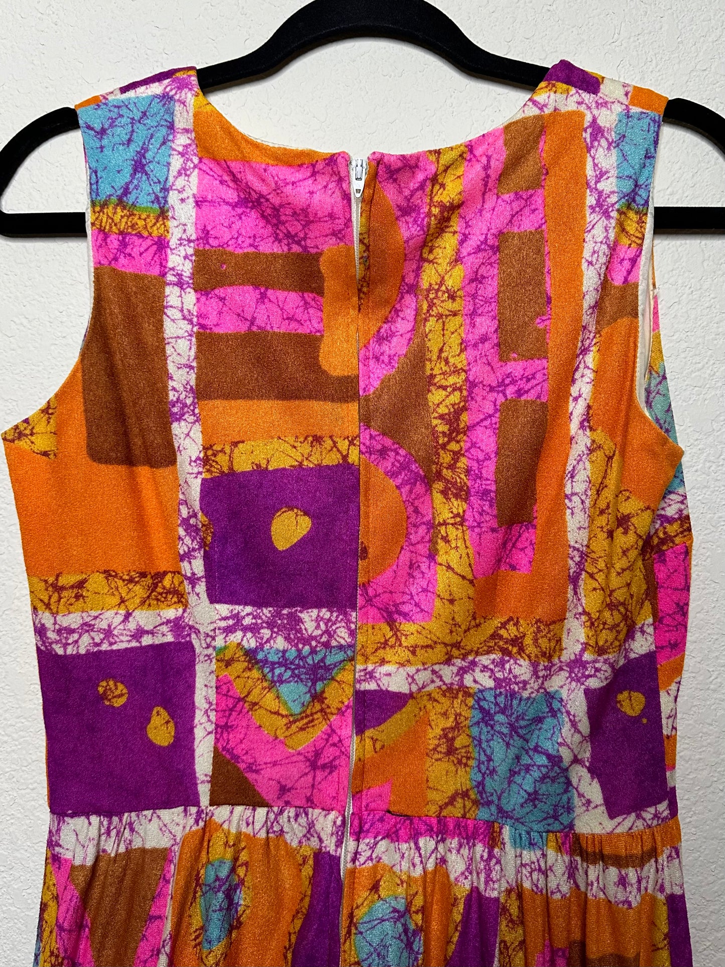 70s Boutique of California Colorful Abstract Print Summer Maxi Dress (M/L)