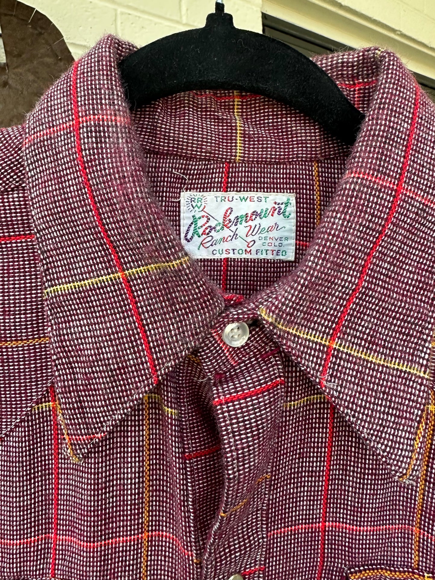 60’s Rockmount Ranchwear Woven Cotten Plaid Pearl Snap Shirt (Unisex L)