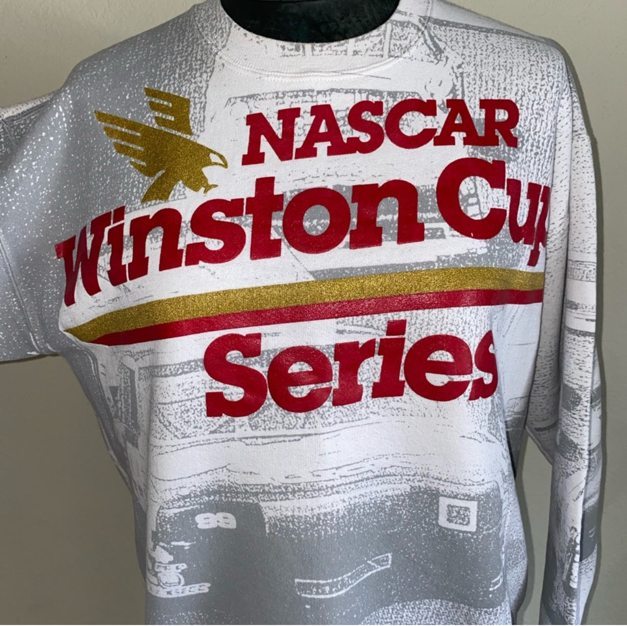 90’s RARE NASCAR Winston Cup Series All Over Print Sweatshirt (Unisex L))