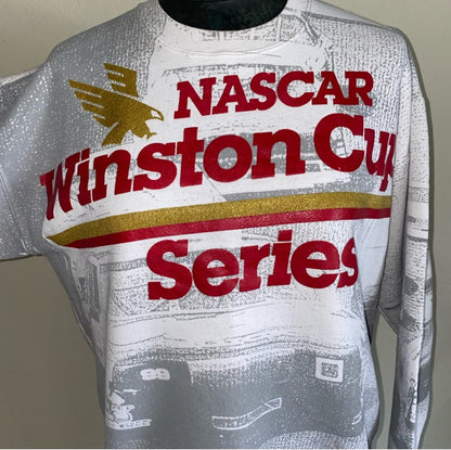 90’s RARE NASCAR Winston Cup Series All Over Print Sweatshirt (Unisex L))