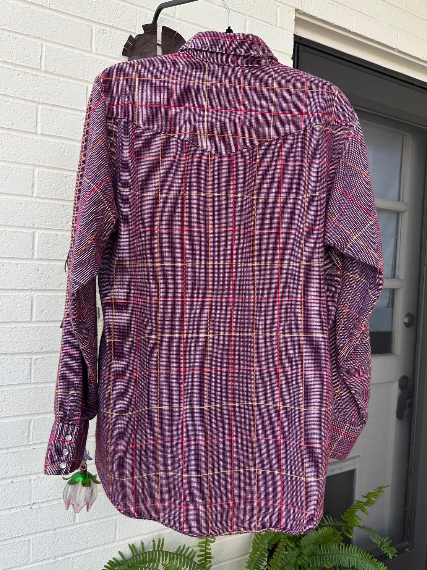60’s Rockmount Ranchwear Woven Cotten Plaid Pearl Snap Shirt (Unisex L)