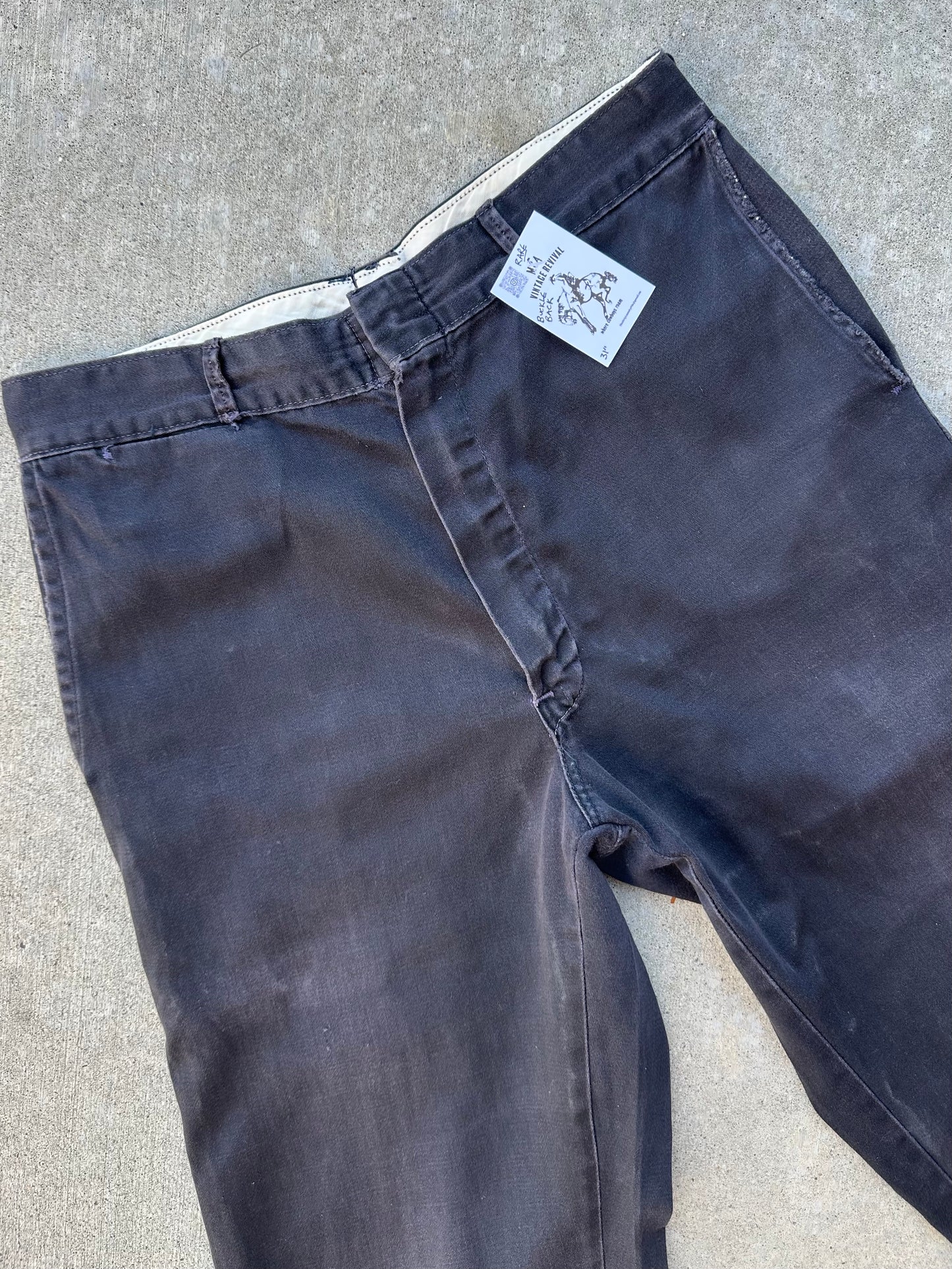 40’s Buckle Back Black Cotton Cuffed Trousers (31x31)