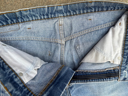 CUSTOM: 80’s Levi’s 517 Orange Tab Bootcut Boro Patched Denim Jeans USA (Men’s 32x31 / Women’s 30)