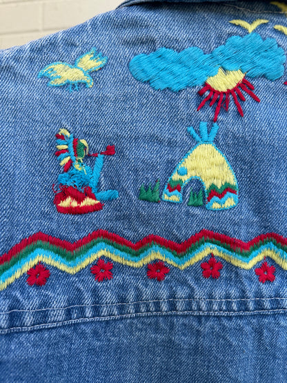 Rare 70’s Native Embroidered Denim Jacket (Women’s S)