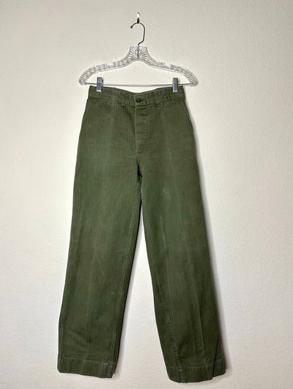 RARE 50’s Military HBT Herringbone Twill Cotton Utility Pants (27x30)