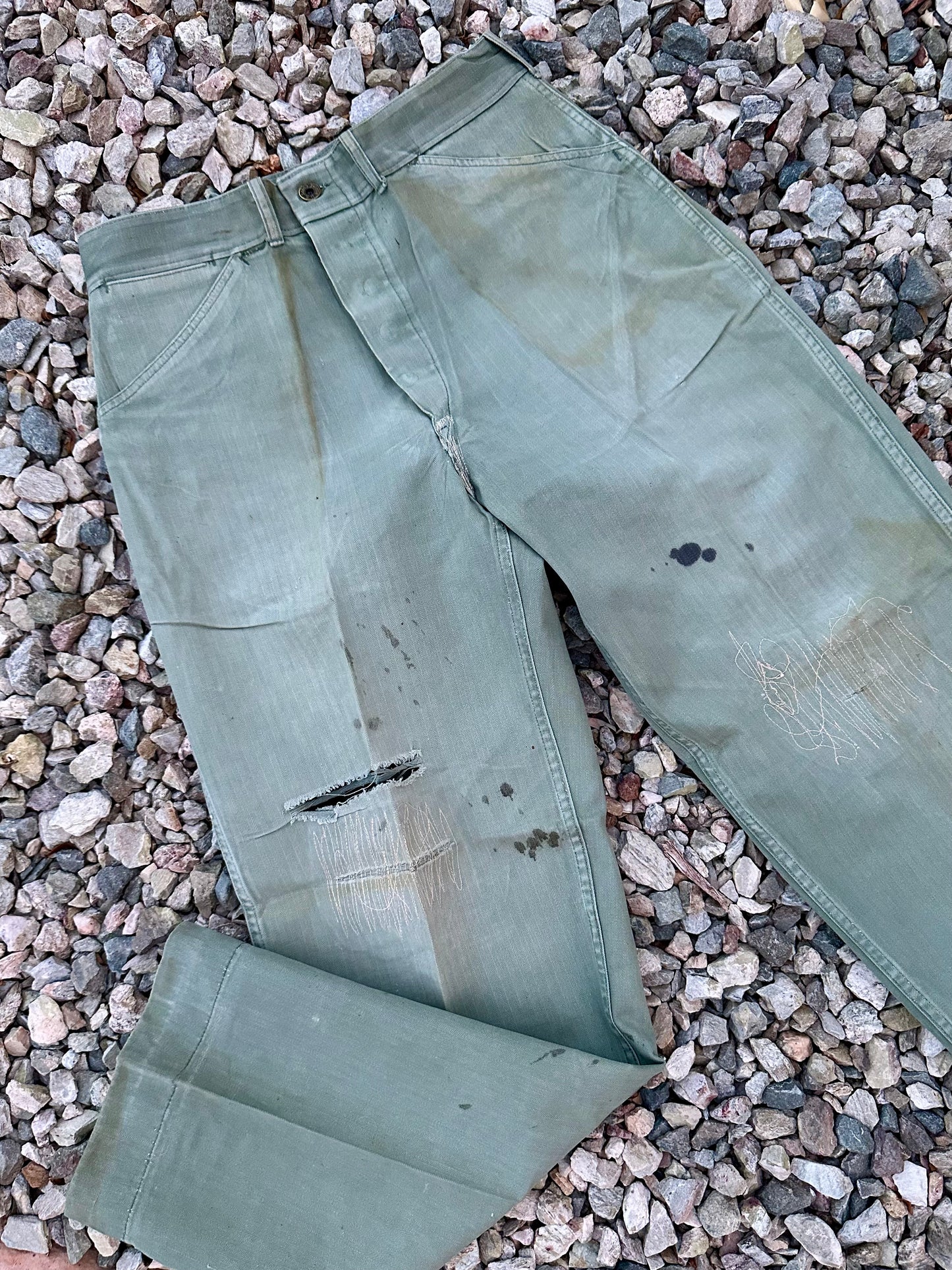 40’s WWII HBT USMC Donut Button P41 Trousers (Unisex 29/30)