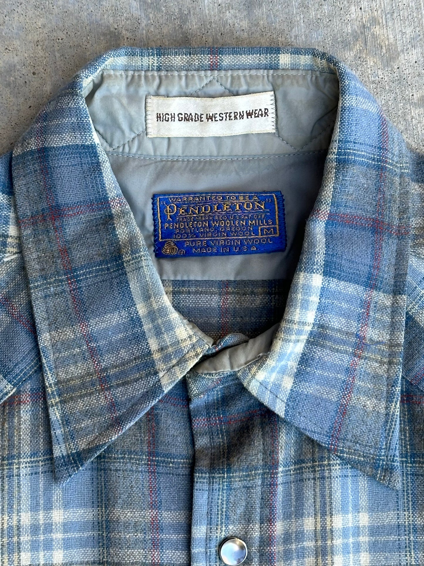 60’s Pendleton Plaid Pearl Snap Wool Western Shirt (Men’s M)
