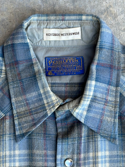 60’s Pendleton Plaid Pearl Snap Wool Western Shirt (Men’s M)