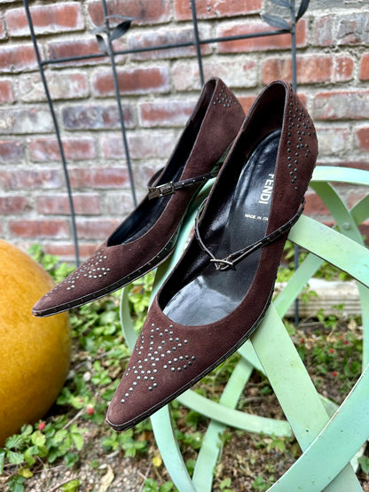 Vintage FENDI Studded Kitten Heels (8.5)