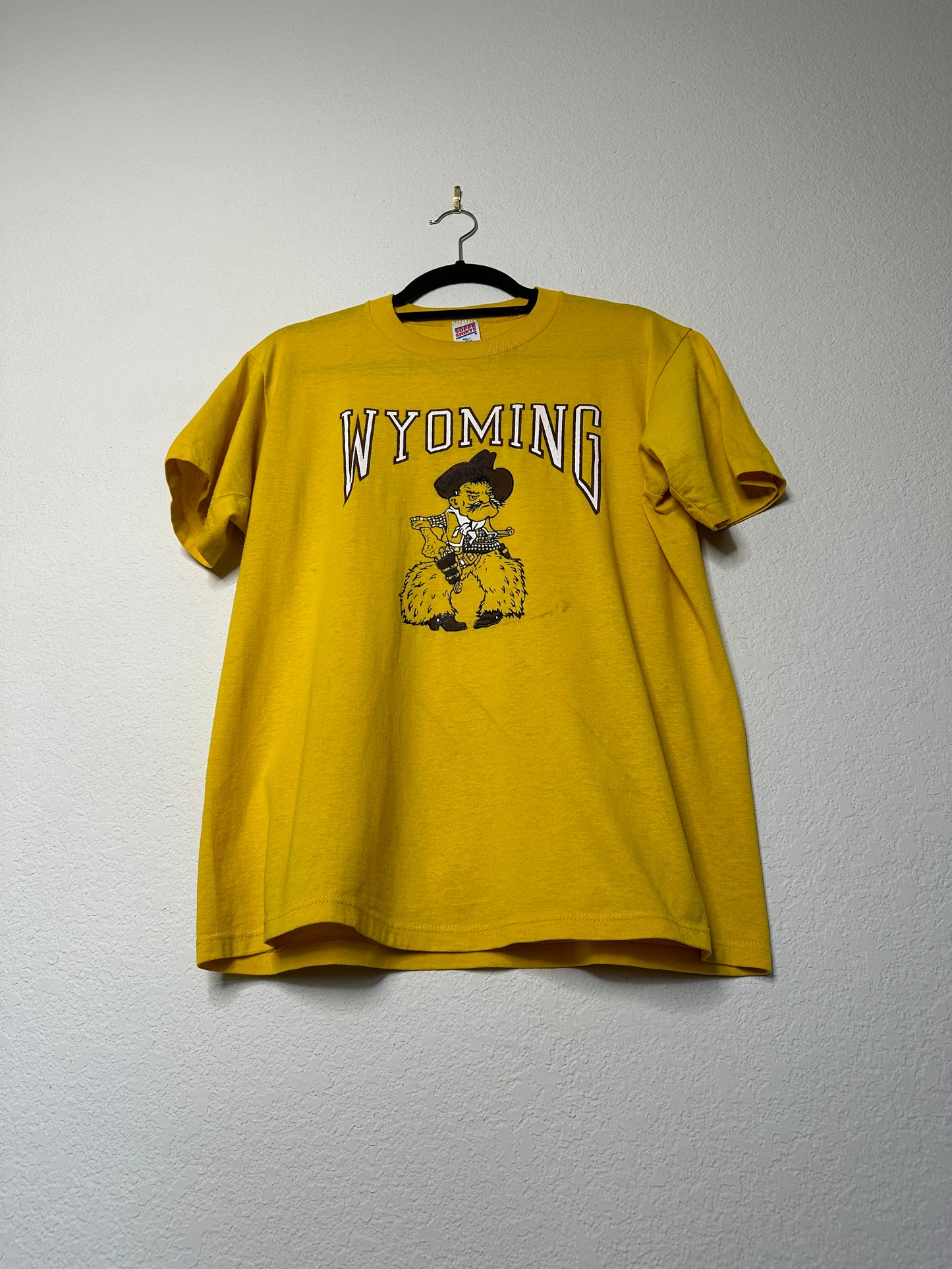 80’s Wyoming Cowboys Single Stitch Pistol Pete Tee (Unisex L)