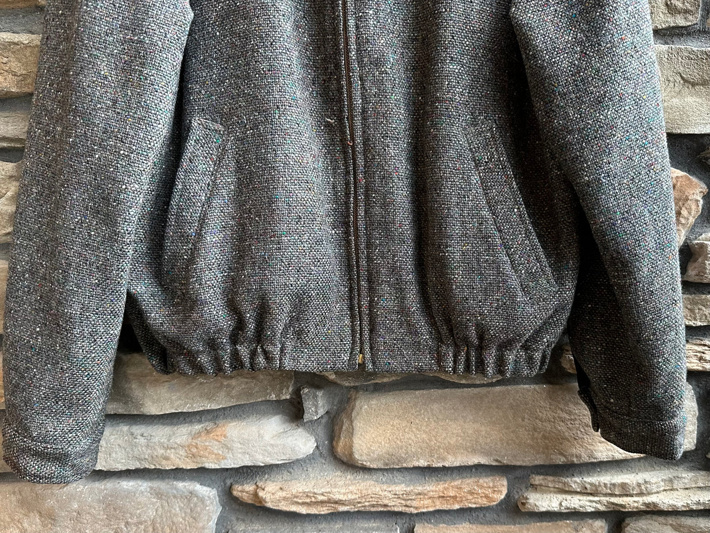 Vintage (50’s Style) Wool Tweed Zip-Up Rickey Jacket (Unisex L)