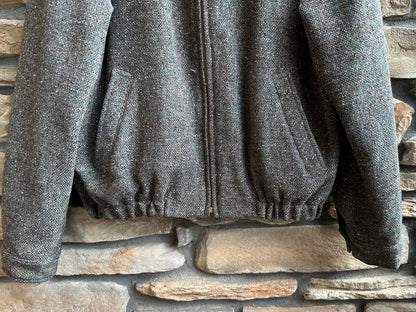 Vintage (50’s Style) Wool Tweed Zip-Up Rickey Jacket (Unisex L)