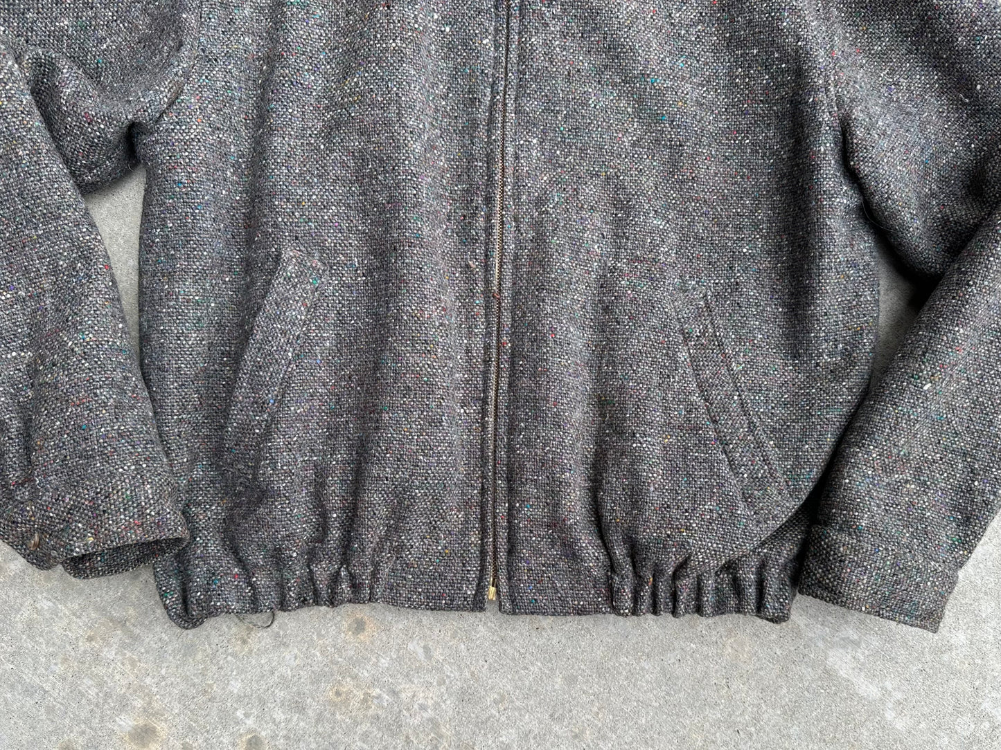 Vintage (50’s Style) Wool Tweed Zip-Up Rickey Jacket (Unisex L)