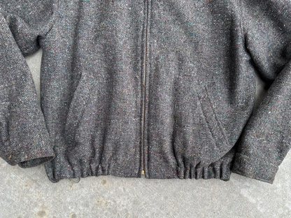 Vintage (50’s Style) Wool Tweed Zip-Up Rickey Jacket (Unisex L)