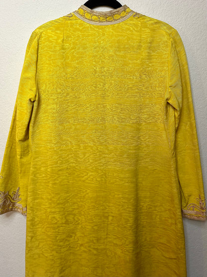 60’s Atlas Moirè Silk Moroccan Kaftan w/ Passementerie (cord work) Trim (S/M/L)