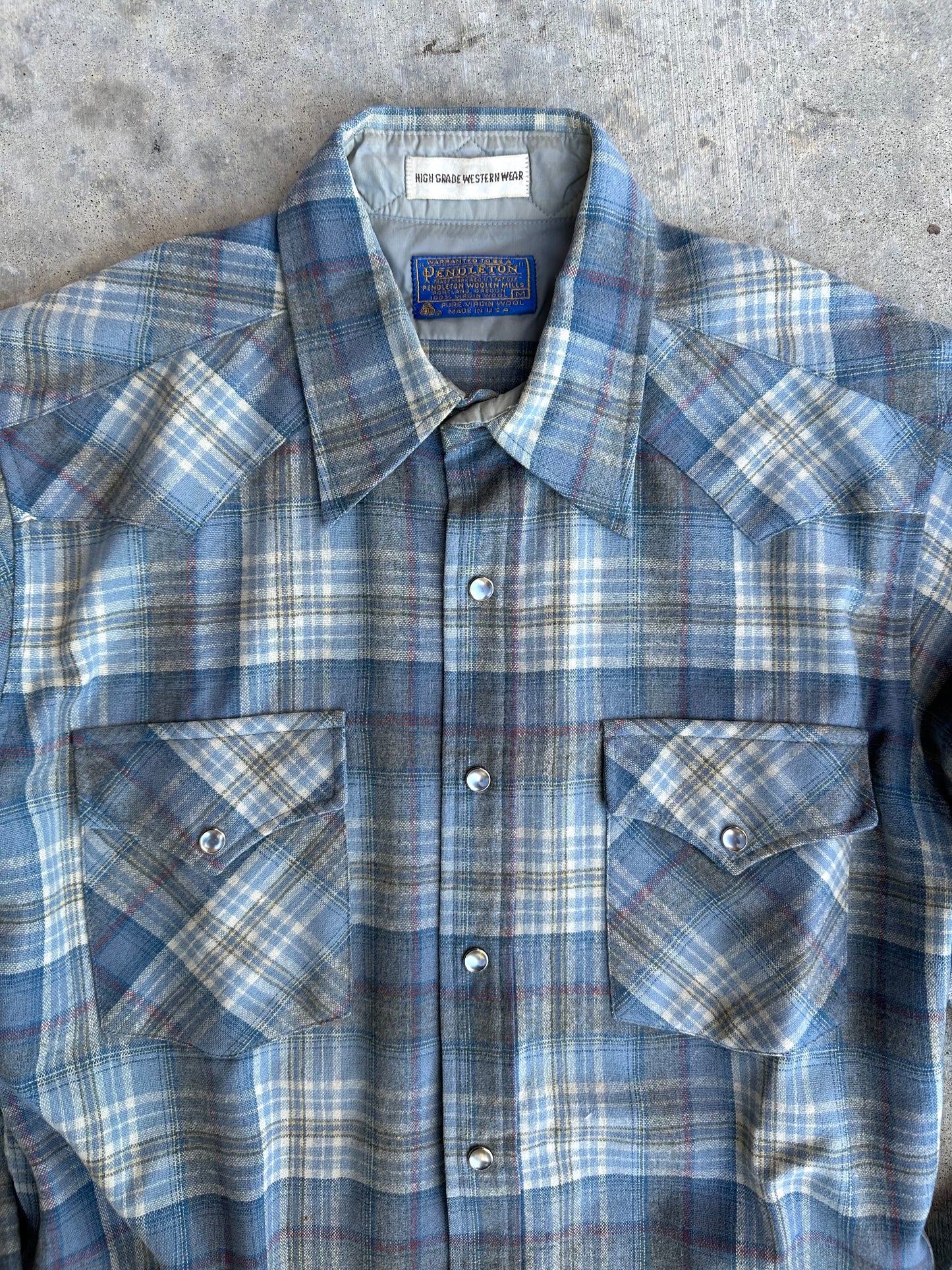 60’s Pendleton Plaid Pearl Snap Wool Western Shirt (Men’s M)