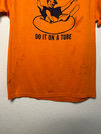 80’s Single Stitch “Do it on a Tube” Thrashed Graphic T-Shirt (Unisex S)