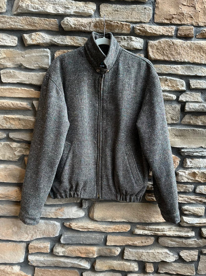 Vintage (50’s Style) Wool Tweed Zip-Up Rickey Jacket (Unisex L)
