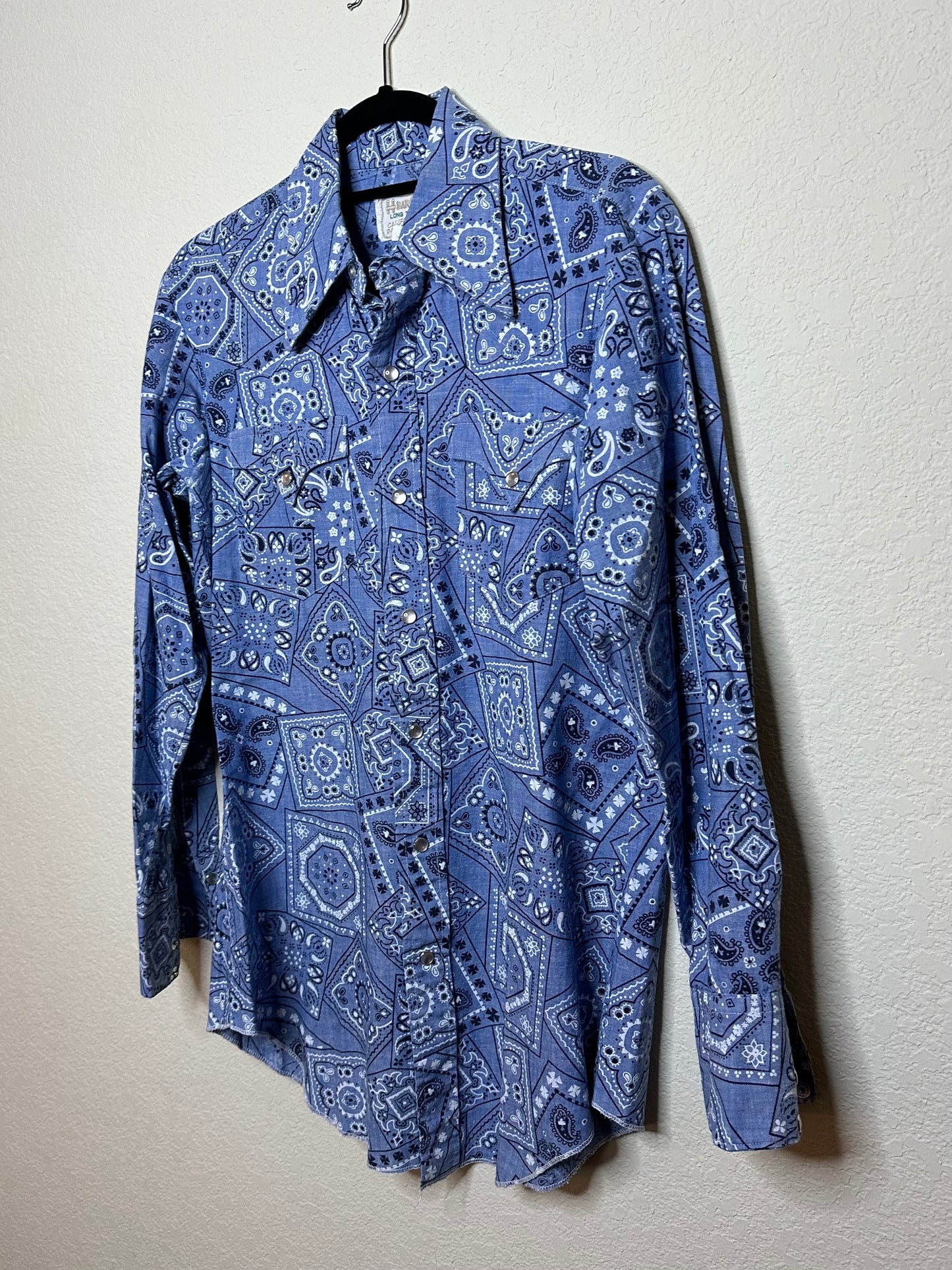 Rare 70’s H Bar C Ranchwear Bandana Western Pearl Snap Shirt (Unisex M)