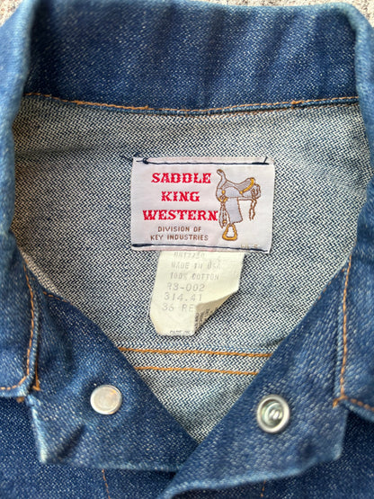 80’s Saddle King Raw Denim Trucker Jacket (Unisex S)