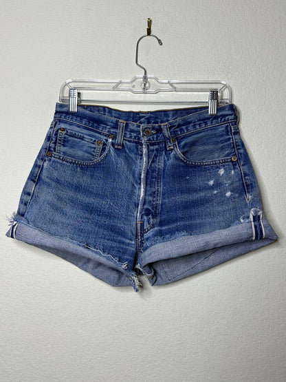 60’s LEVI’S BIG E Redline Selvedge Patchwork Denim Cutoff Shorts (Unisex 28/Modern 6)