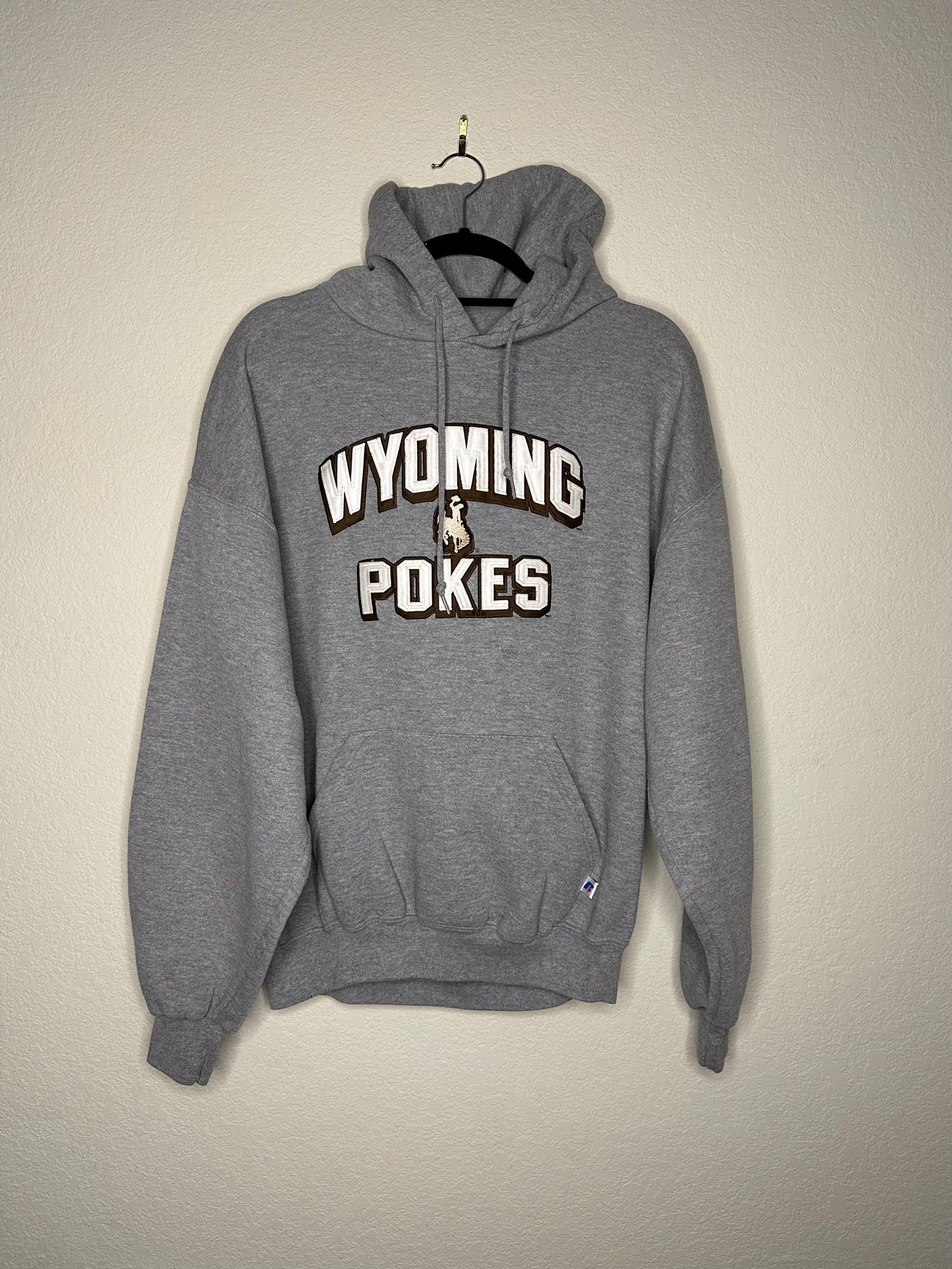 00’s Russell Wyoming Cowboys Patched Lettering Hoodie (Unisex L/XL)