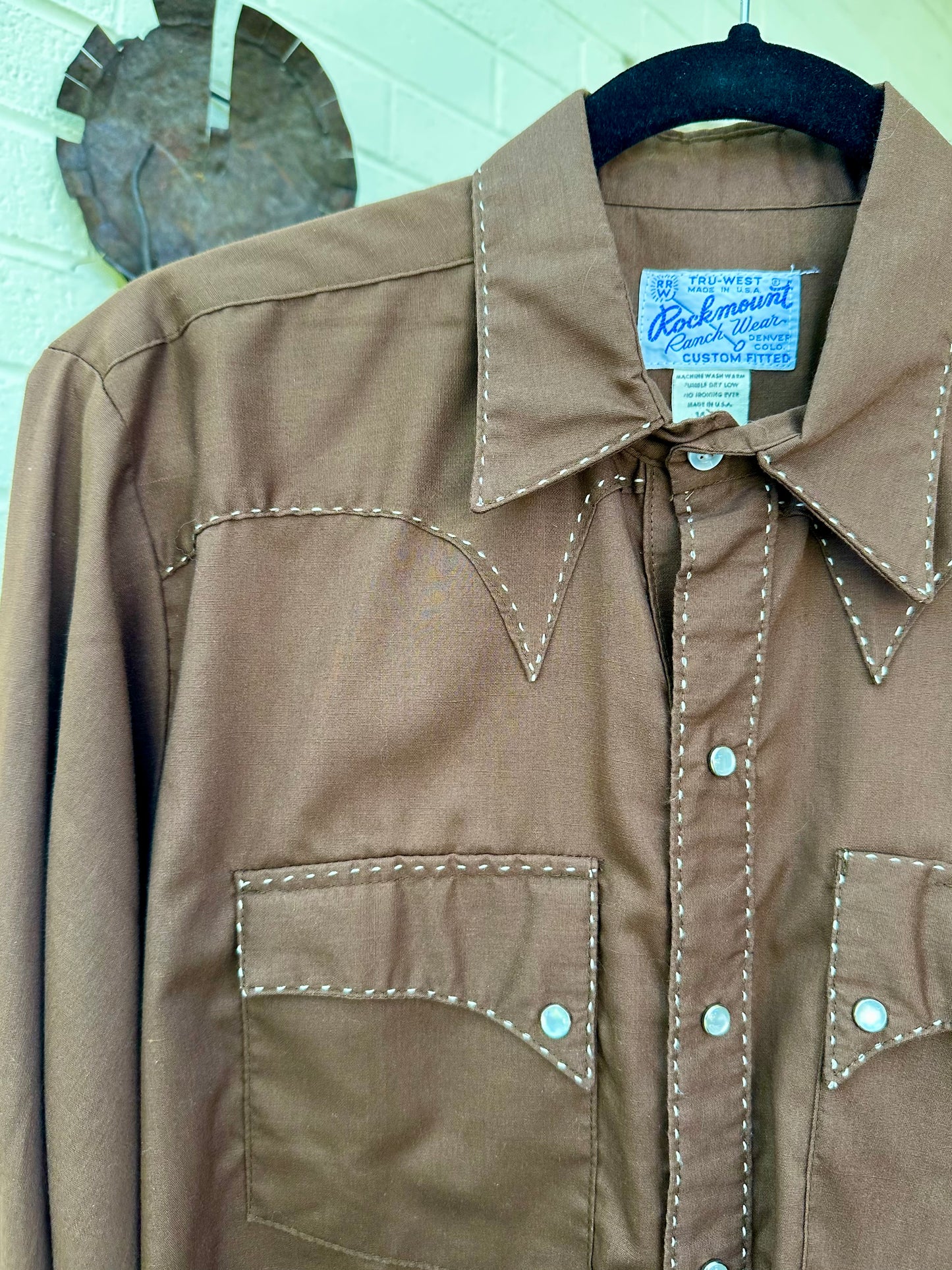 70’s Rockmount Ranchwear Shorthorn Saddle Stitch Pearl Snap Shirt (Unisex M)