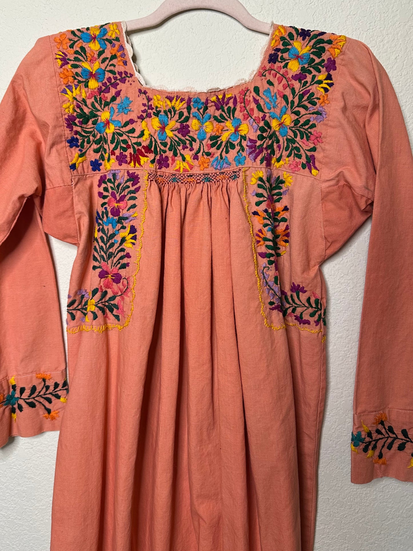 60’s Oaxacan Embroidered Cotton Maxi Dress (XS/S)