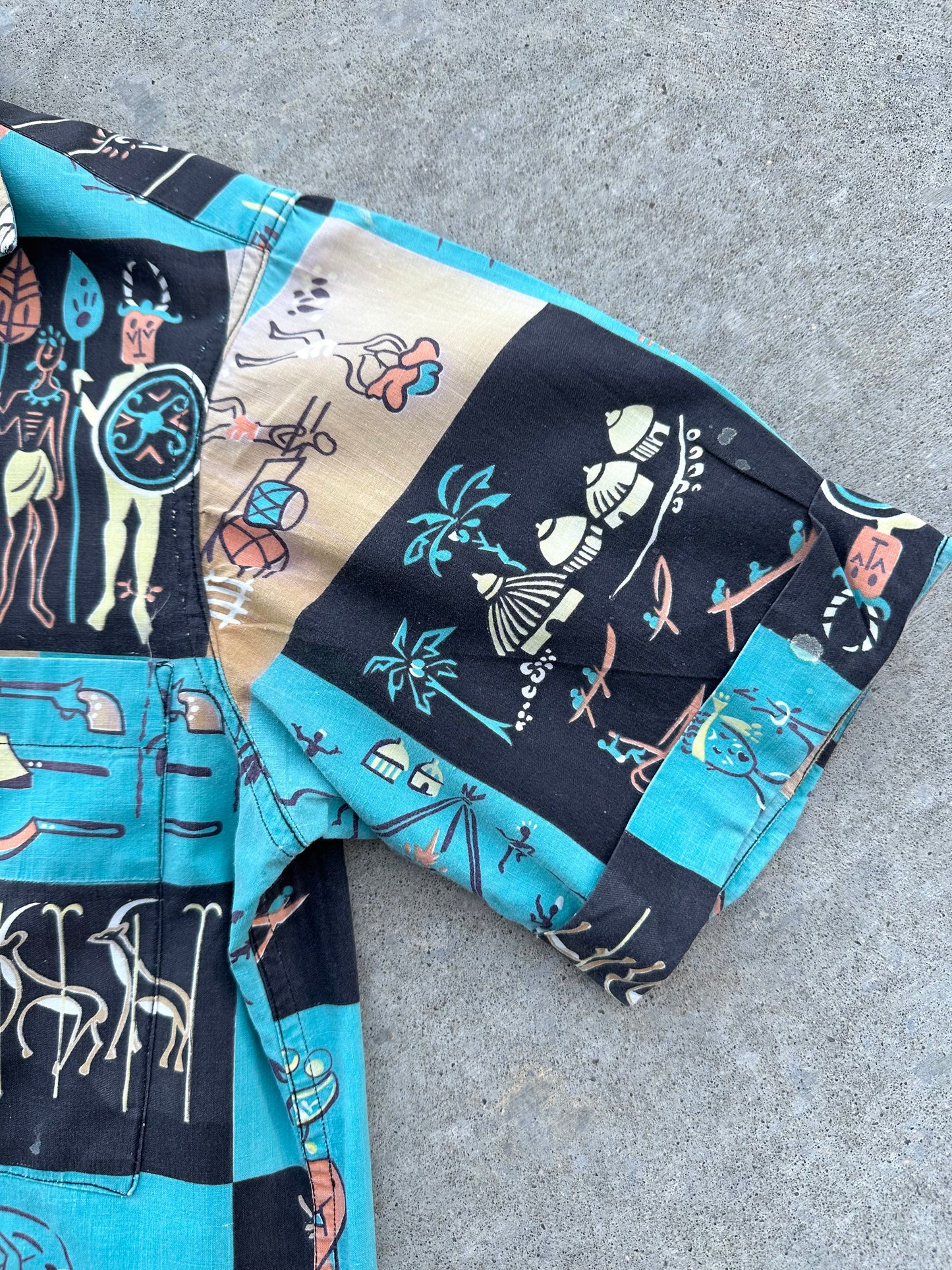 50’s Handmade Cotton Novelty Printed Casual Shirt (Unisex S)