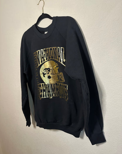 VERY RARE 1990 CU Buffs National Champions Raglan Sweatshirt (Unisex L)