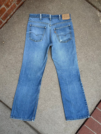 CUSTOM: 80’s Levi’s 517 Orange Tab Bootcut Boro Patched Denim Jeans USA (Men’s 32x31 / Women’s 30)