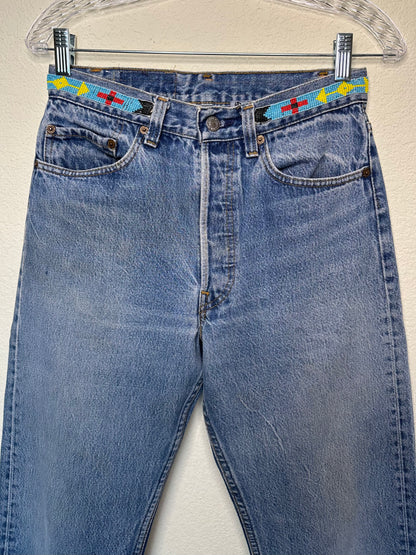 MCA Vintage Revival: Reworked 90’s Levi’s 501xx Beaded Jeans by BUZZ ‘18 USA (28x29 / Modern 2/4)