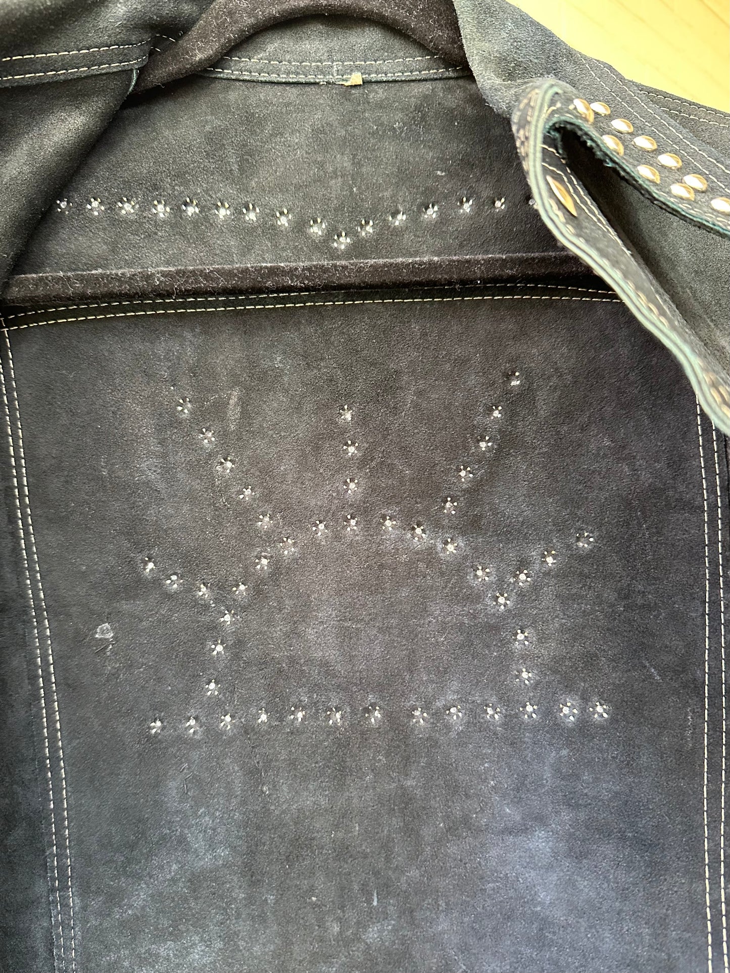 60’s Roncelli Style Studded Cowhide Suede Western Cutoff Overshirt (Men’s L)