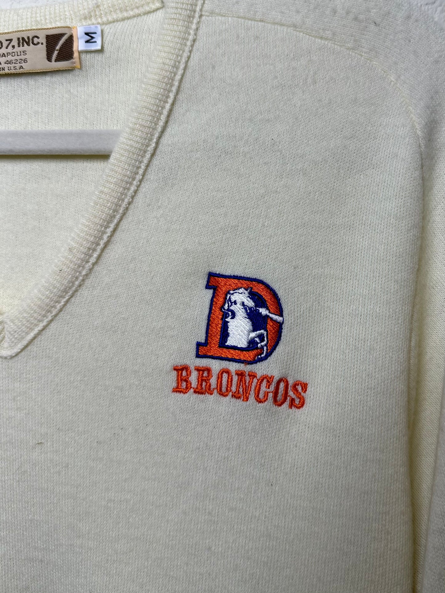 70's Denver Broncos V-Deck Embroidered Sweater USA (Unisex M)