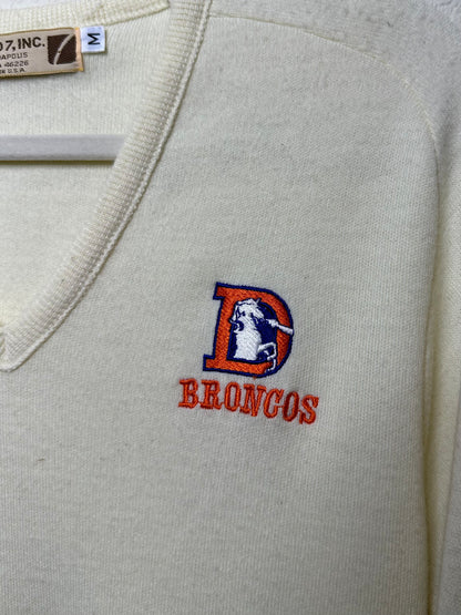 70's Denver Broncos V-Deck Embroidered Sweater USA (Unisex M)