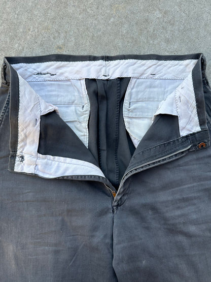 40’s Buckle Back Faded Black Cotton Cuffed Trousers (30x31)