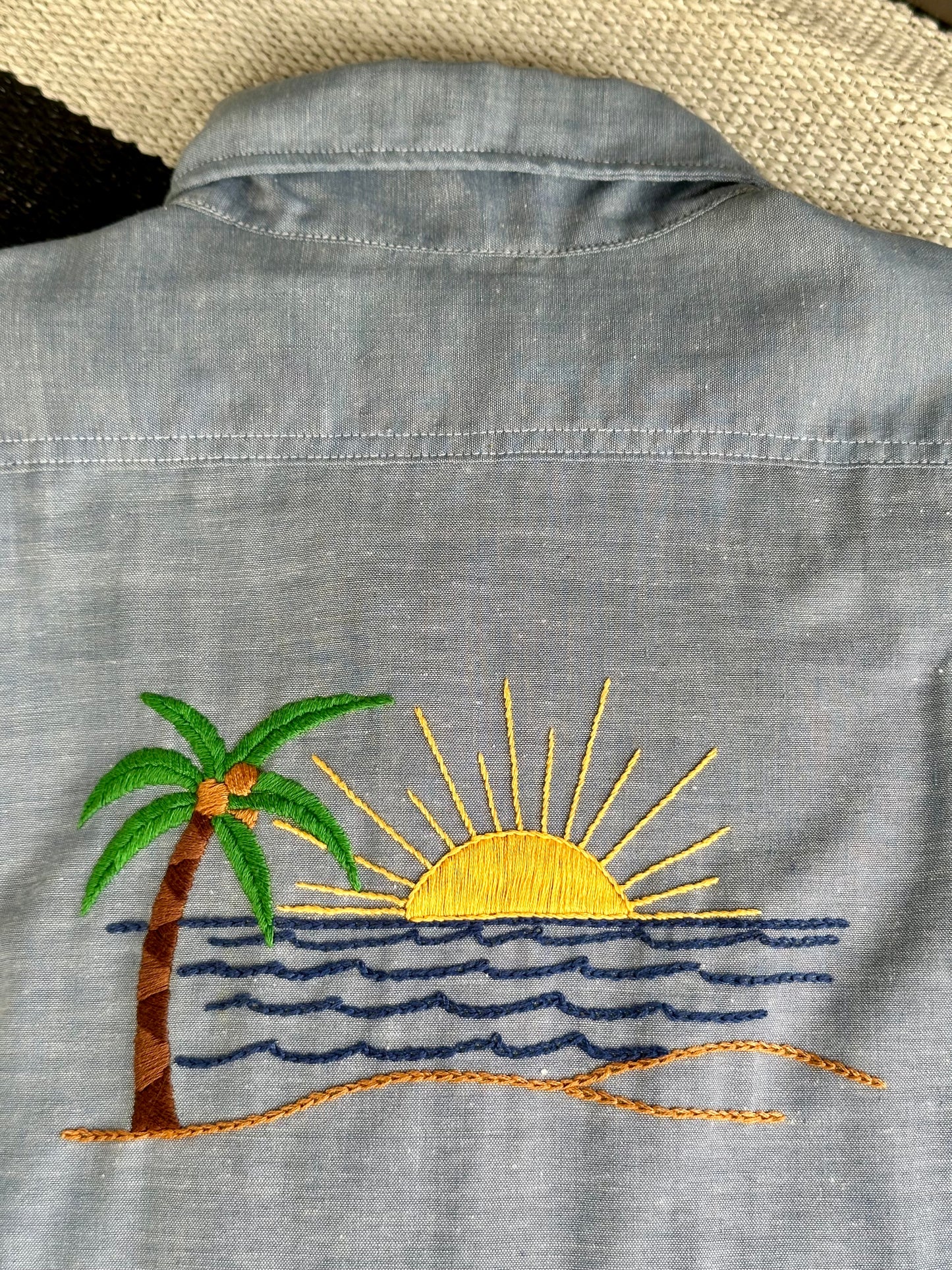 70’s Big Mac Selvedge Chambray Western Shirt w/ Hand Embroidery (Unisex XL)