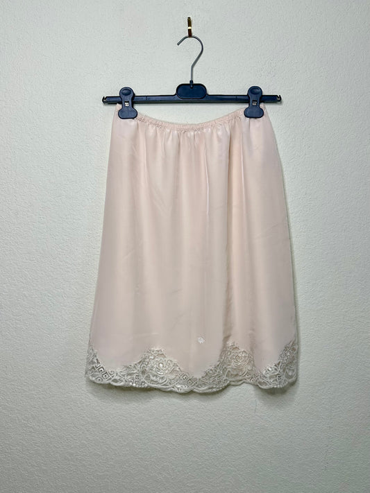 80’s Christian Dior Satin Slip Skirt w/ Embroidered Logo (M/L)