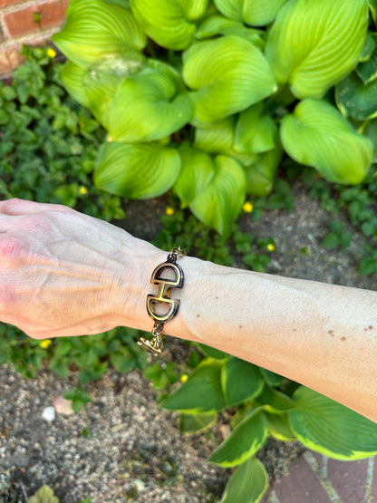 90’s Celine Mariner Link Bracelet w/ Logo Charm