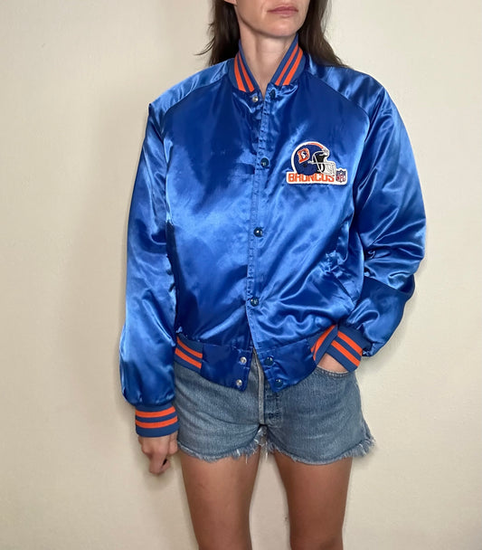 80’s Denver Broncos Chalk Line Satin Insulated Bomber Jacket (Unisex S)