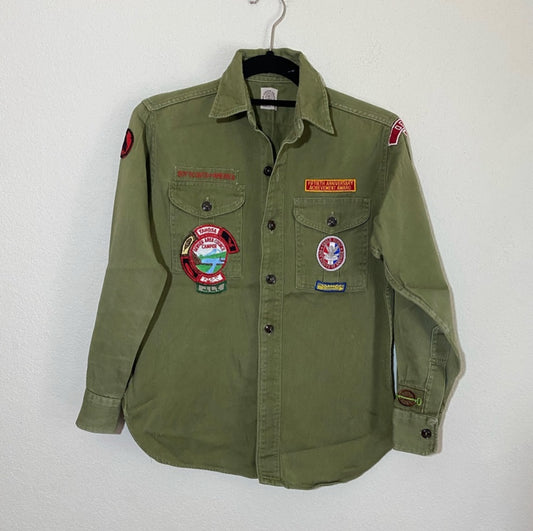 60’s Colorado Boy Scouts of America Button-Down Patches Shirt (Women’s XS/S)