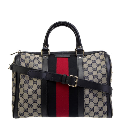 Y2K Gucci Monogram GG Web XL Boston Crossbody Bag