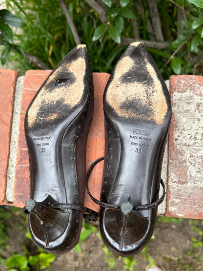 Vintage FENDI Studded Kitten Heels (8.5)