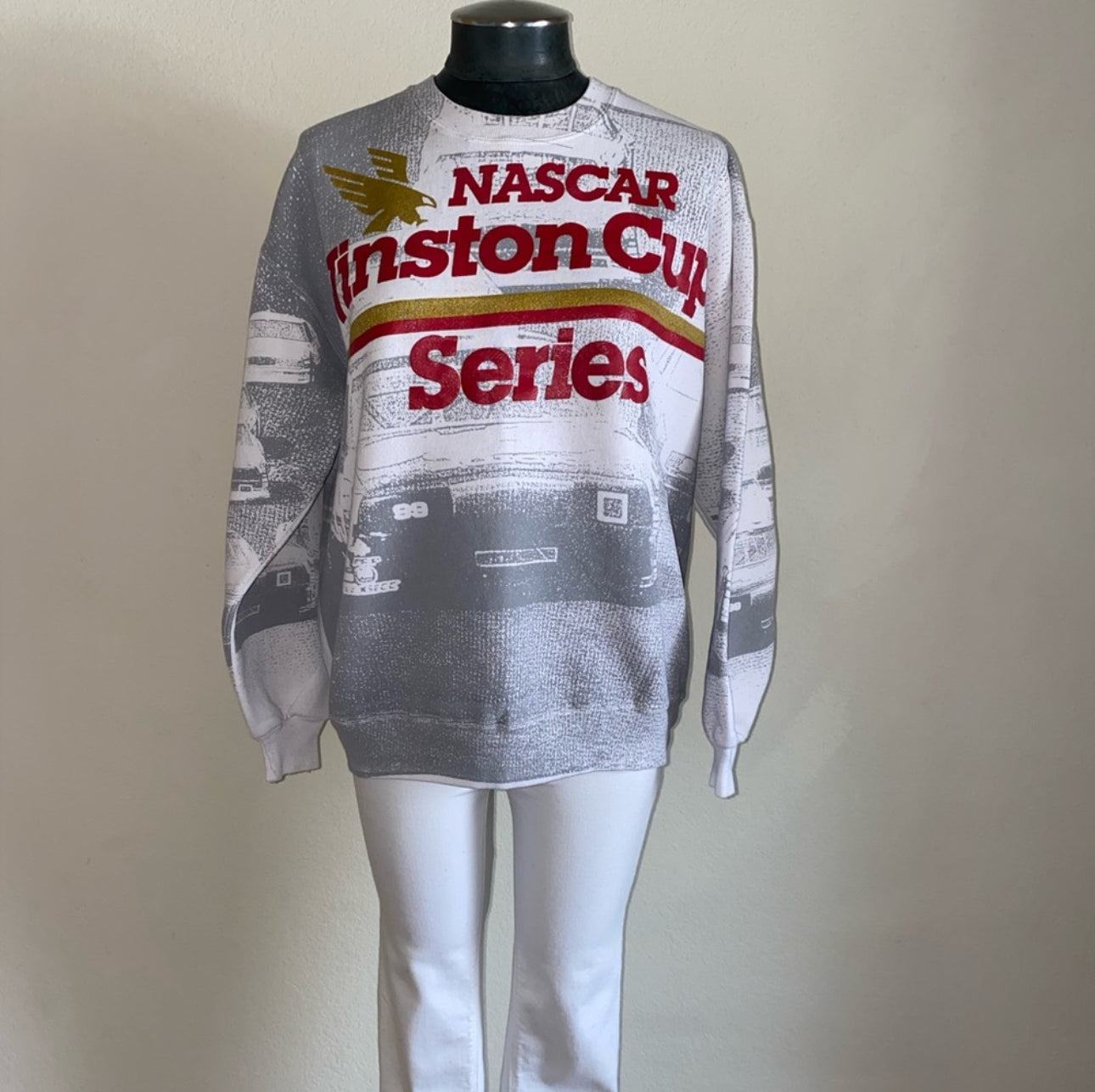 90’s RARE NASCAR Winston Cup Series All Over Print Sweatshirt (Unisex L))