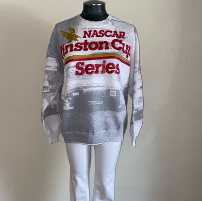 90’s RARE NASCAR Winston Cup Series All Over Print Sweatshirt (Unisex L))