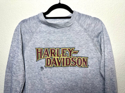 80’s Harley Davidson Threadbare Raglan Sweatshirt (S/M)