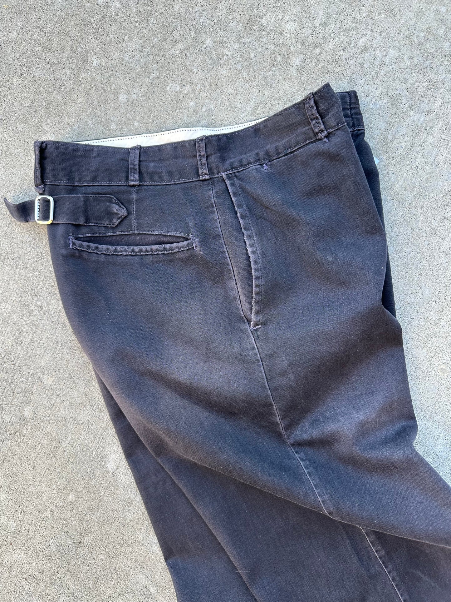40’s Buckle Back Black Cotton Cuffed Trousers (31x31)