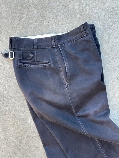 40’s Buckle Back Black Cotton Cuffed Trousers (31x31)