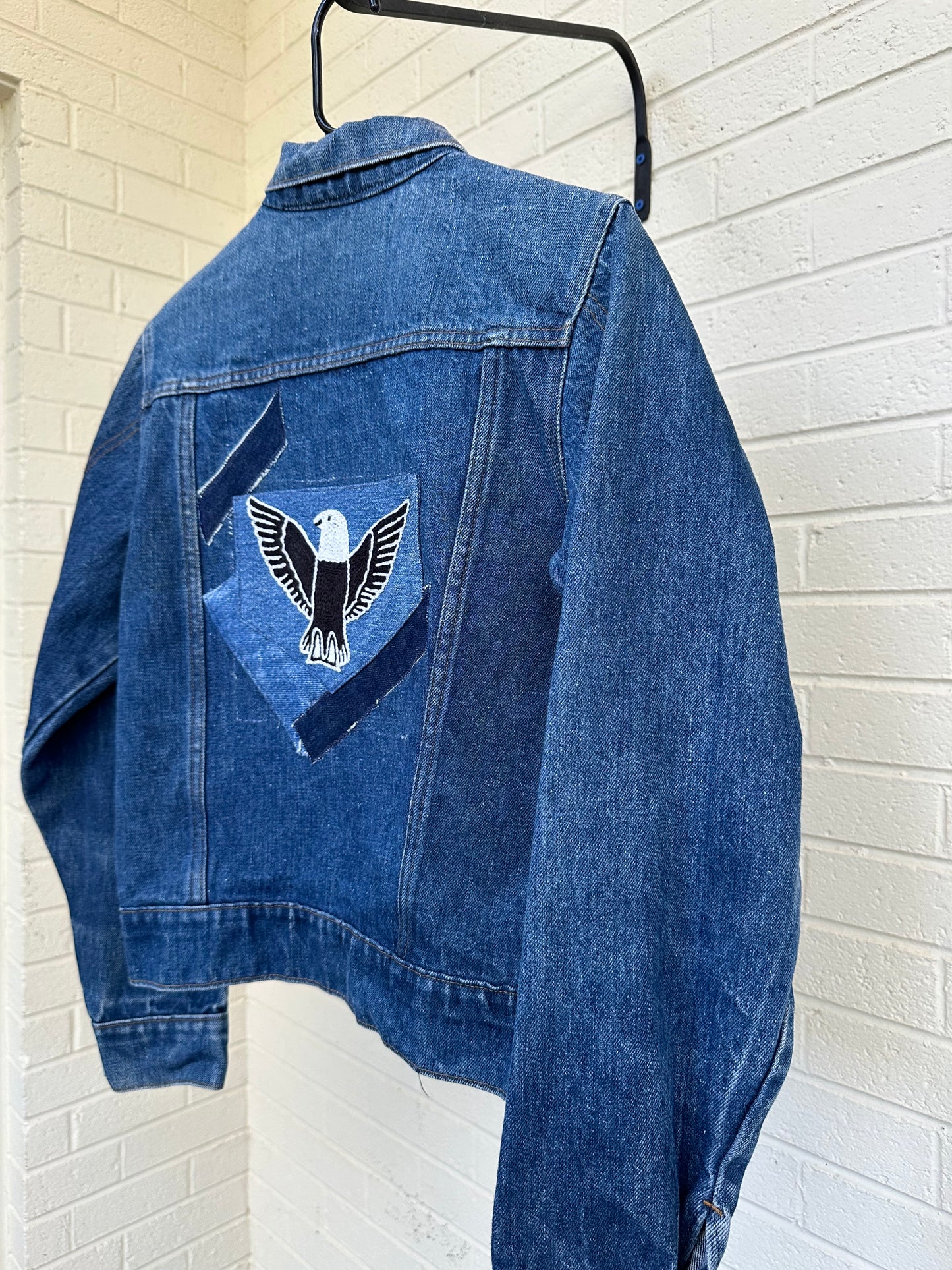 70’s Selvedge Denim Jacket w/ Hand Embroidered Patchwork